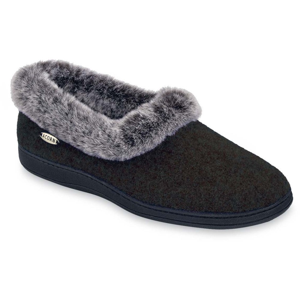 Acorn Women's Faux Fur Chinchilla Collar Slipper