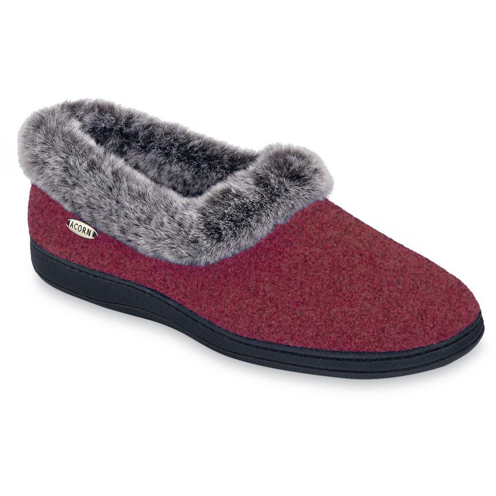 Acorn Women's Faux Fur Chinchilla Collar Slipper